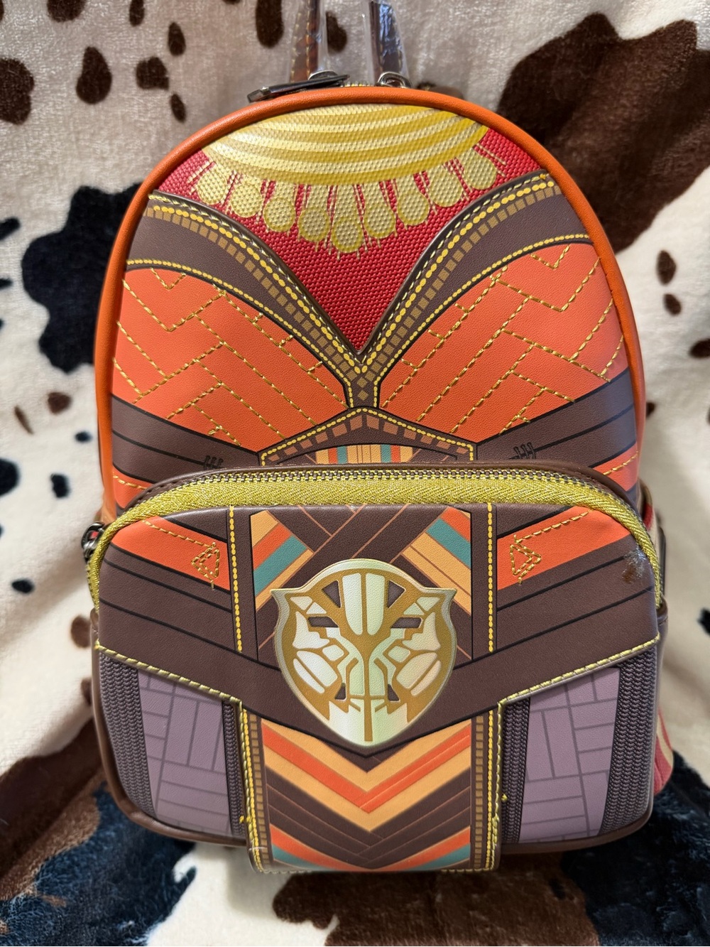Loungefly Orange, Brown & Yellow Geometric Mini Backpack